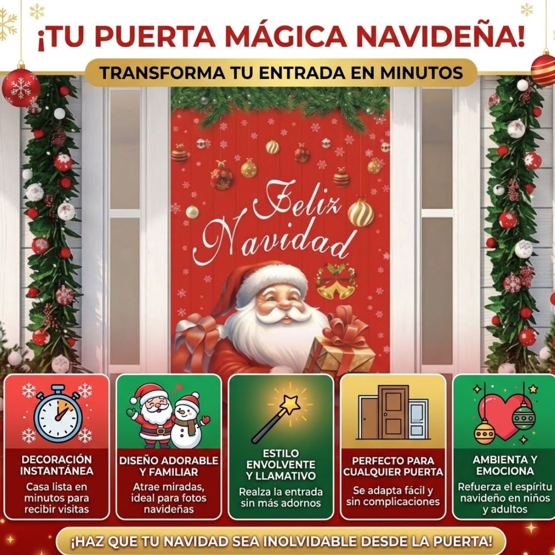 Funda Mágica de Puerta Navideña – Decora en Segundos
